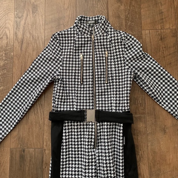 black msgd ski houndstooth printed jacket
